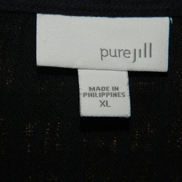 J. Jill PureJill Linen Crinkle Crepe Shark Bite Blouse Size XL (V-42) - Picture 2 of 4